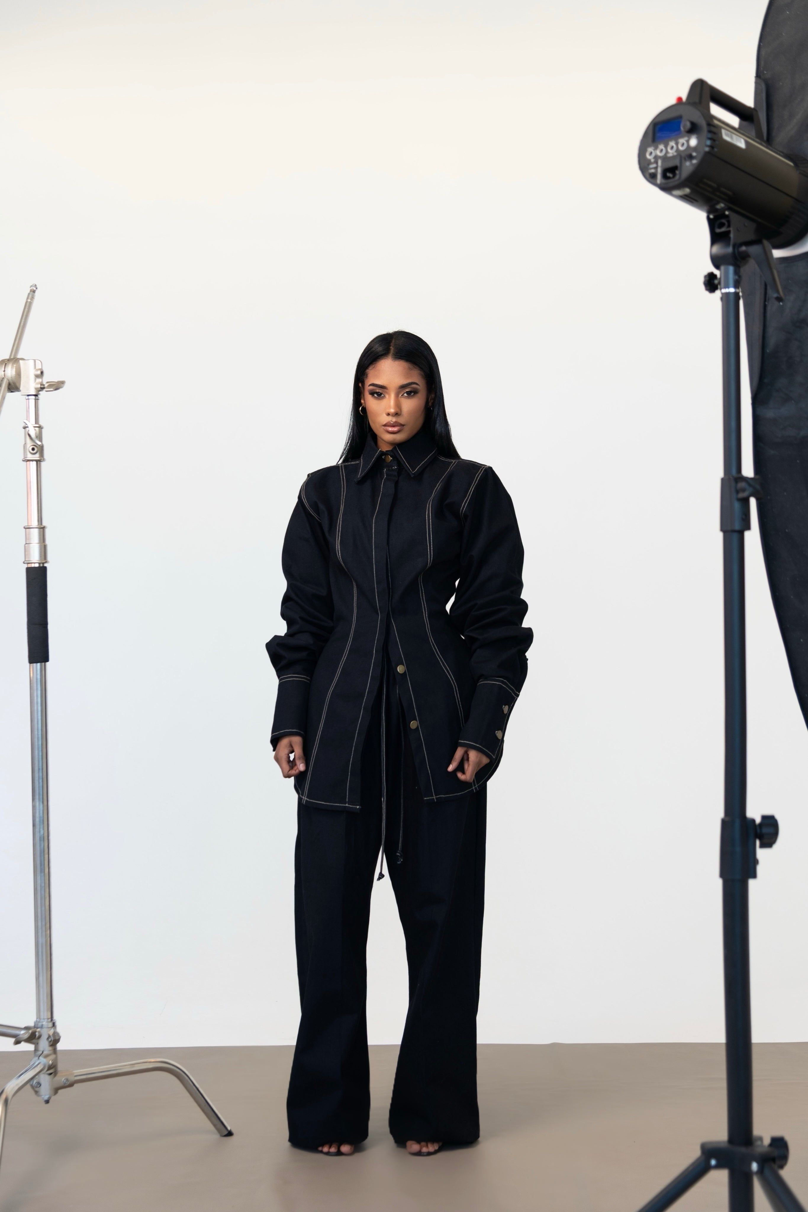 Structured Denim Joggers